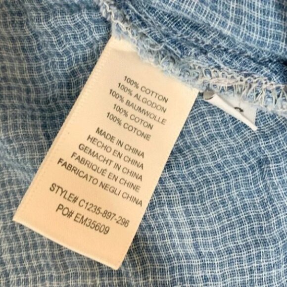 Anthropologie Cloth and Stone Sky Halter Tank Top Plaid Checkered Gauze Blue XS - Picture 14 of 16